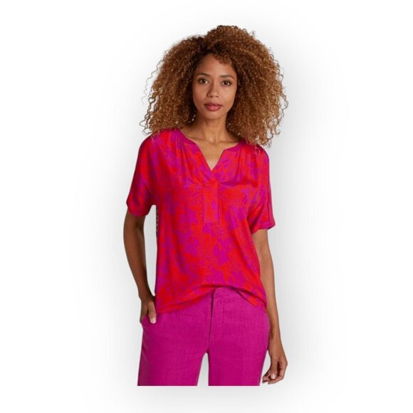 Fuchsia Orange Leopard Viscose Top Size 4 - Picture 5 of 11